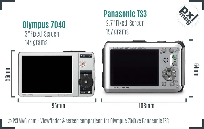 Olympus 7040 vs Panasonic TS3 Screen and Viewfinder comparison