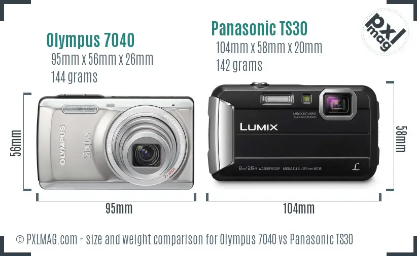 Olympus 7040 vs Panasonic TS30 size comparison