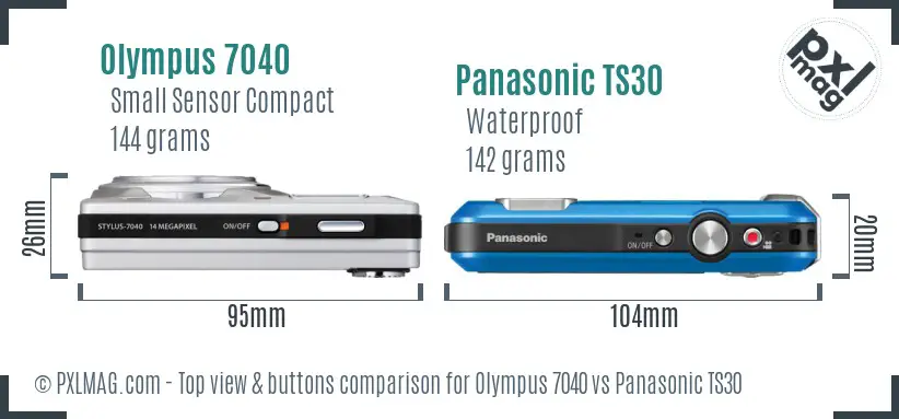 Olympus 7040 vs Panasonic TS30 top view buttons comparison