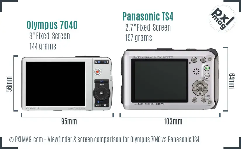 Olympus 7040 vs Panasonic TS4 Screen and Viewfinder comparison