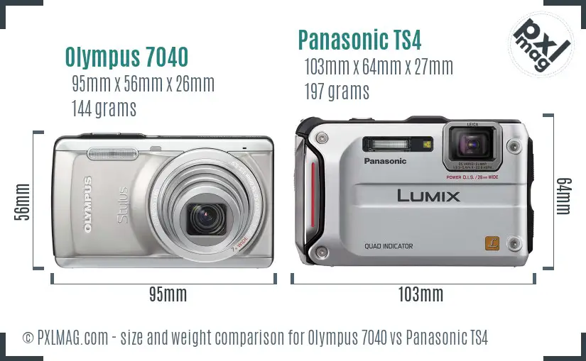 Olympus 7040 vs Panasonic TS4 size comparison
