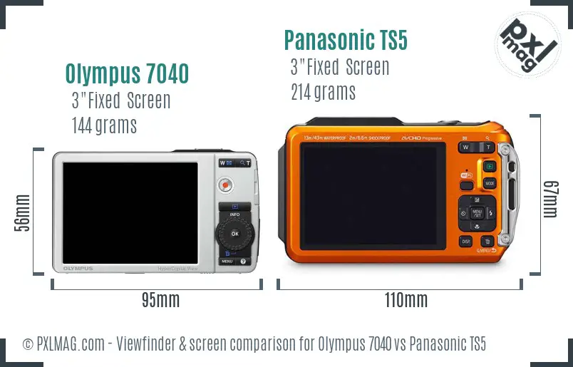 Olympus 7040 vs Panasonic TS5 Screen and Viewfinder comparison