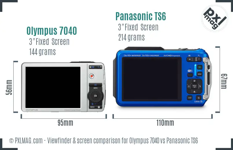 Olympus 7040 vs Panasonic TS6 Screen and Viewfinder comparison