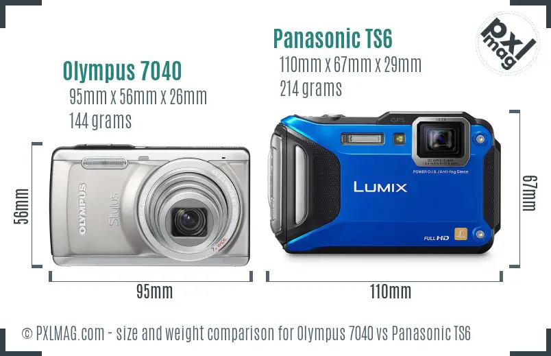 Olympus 7040 vs Panasonic TS6 size comparison