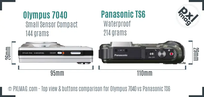Olympus 7040 vs Panasonic TS6 top view buttons comparison