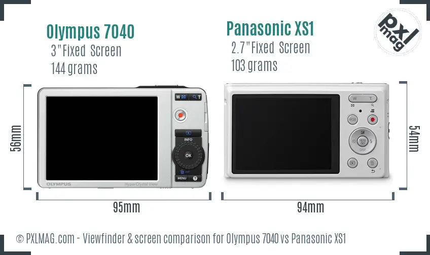 Olympus 7040 vs Panasonic XS1 Screen and Viewfinder comparison