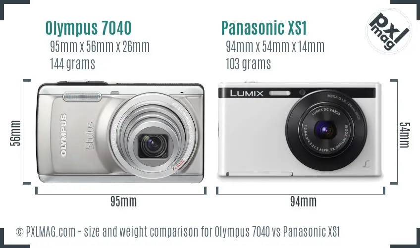 Olympus 7040 vs Panasonic XS1 size comparison