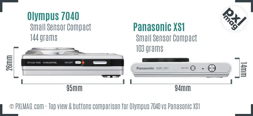 Olympus 7040 vs Panasonic XS1 top view buttons comparison