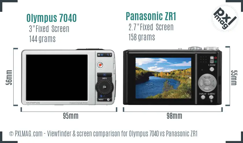 Olympus 7040 vs Panasonic ZR1 Screen and Viewfinder comparison