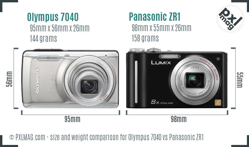 Olympus 7040 vs Panasonic ZR1 size comparison