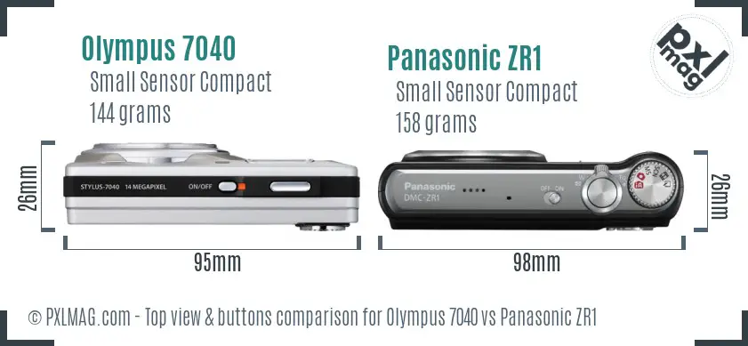 Olympus 7040 vs Panasonic ZR1 top view buttons comparison