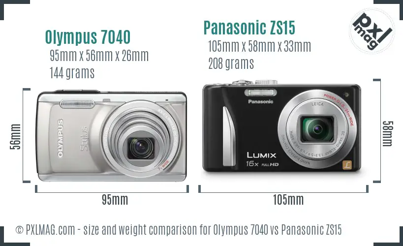 Olympus 7040 vs Panasonic ZS15 size comparison