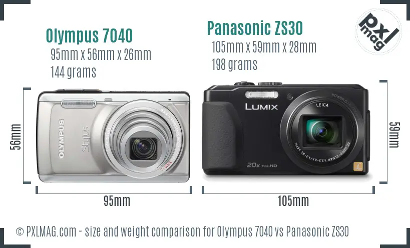 Olympus 7040 vs Panasonic ZS30 size comparison