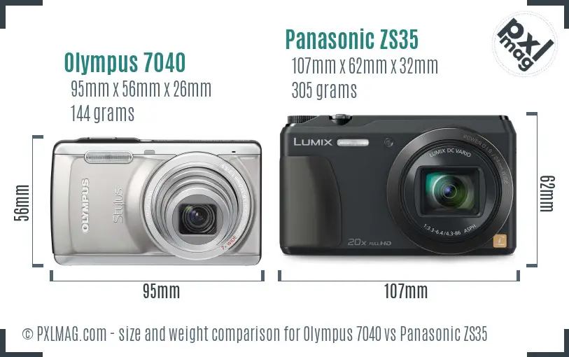 Olympus 7040 vs Panasonic ZS35 size comparison