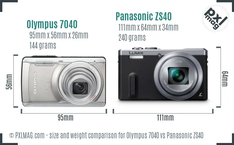 Olympus 7040 vs Panasonic ZS40 size comparison