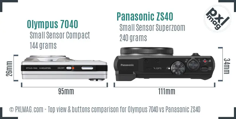 Olympus 7040 vs Panasonic ZS40 top view buttons comparison