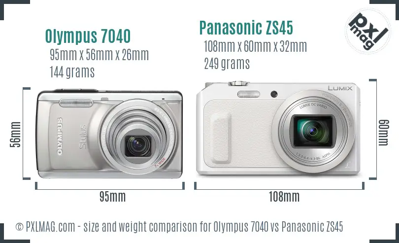 Olympus 7040 vs Panasonic ZS45 size comparison