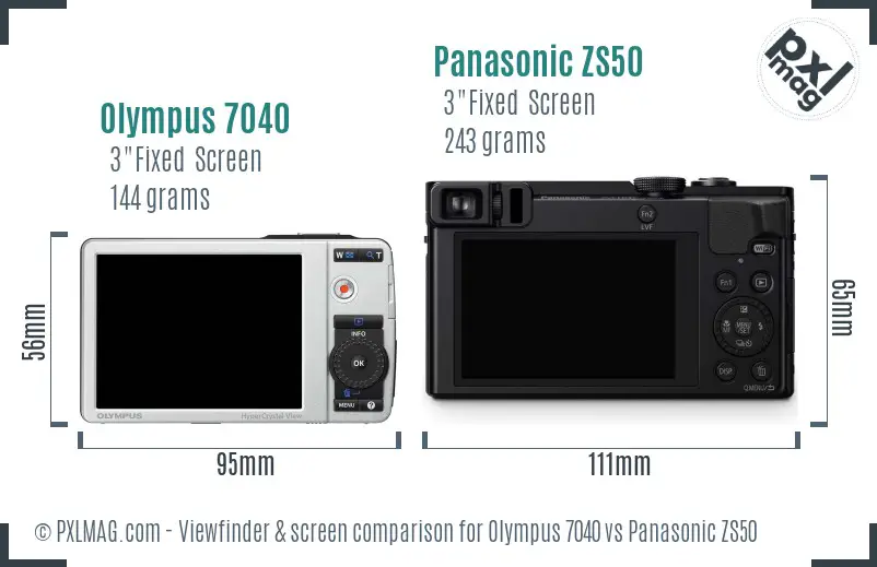 Olympus 7040 vs Panasonic ZS50 Screen and Viewfinder comparison