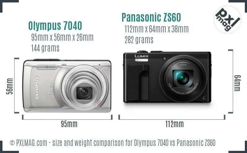 Olympus 7040 vs Panasonic ZS60 size comparison