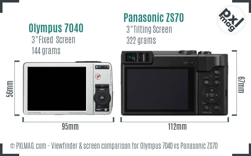 Olympus 7040 vs Panasonic ZS70 Screen and Viewfinder comparison