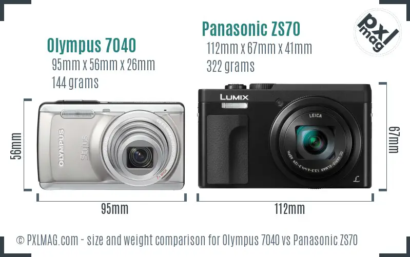 Olympus 7040 vs Panasonic ZS70 size comparison