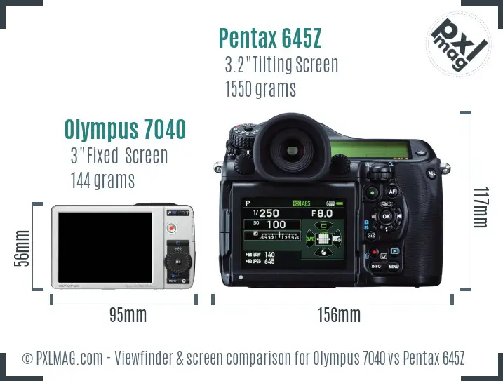 Olympus 7040 vs Pentax 645Z Screen and Viewfinder comparison