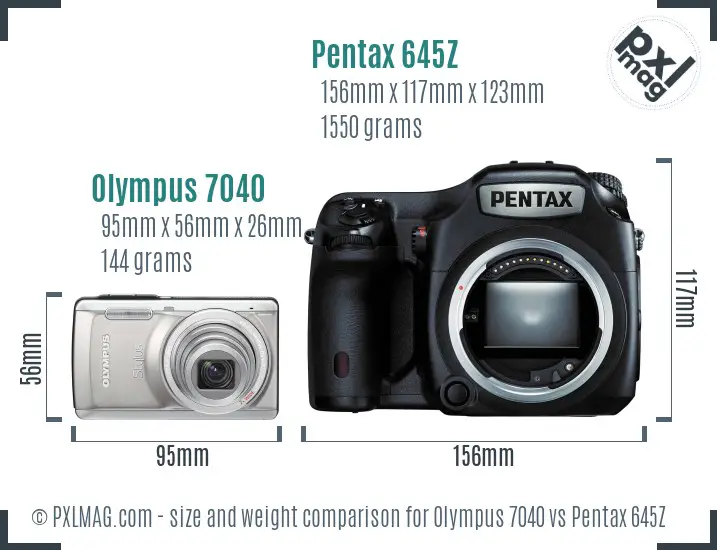 Olympus 7040 vs Pentax 645Z size comparison