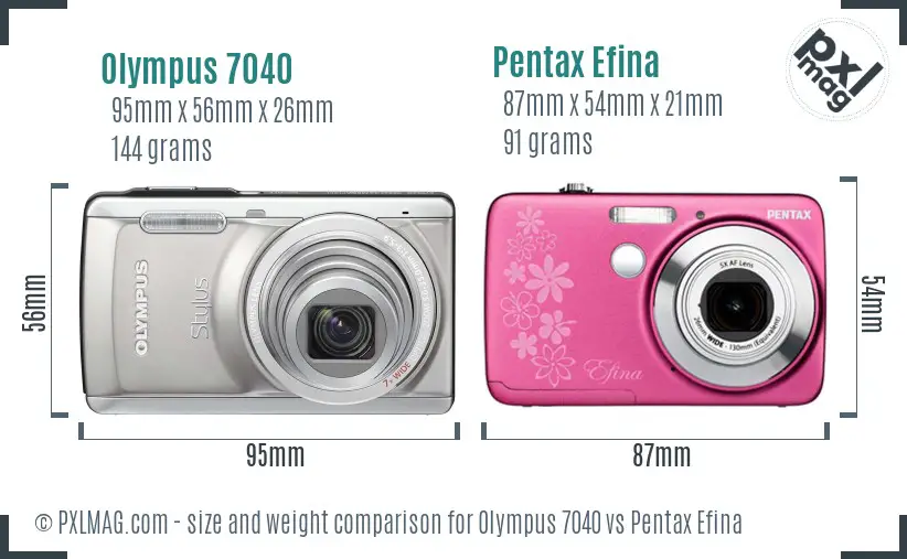 Olympus 7040 vs Pentax Efina size comparison