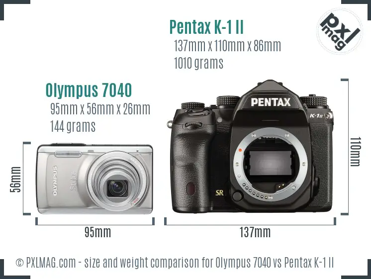 Olympus 7040 vs Pentax K-1 II size comparison