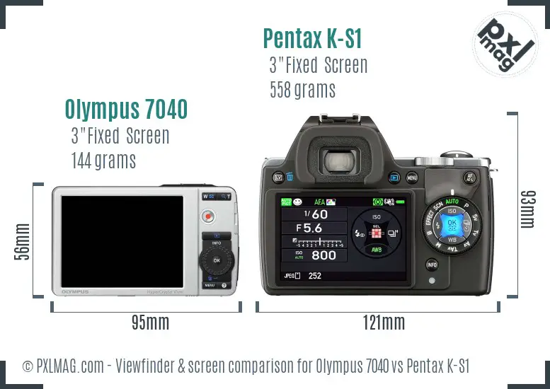 Olympus 7040 vs Pentax K-S1 Screen and Viewfinder comparison