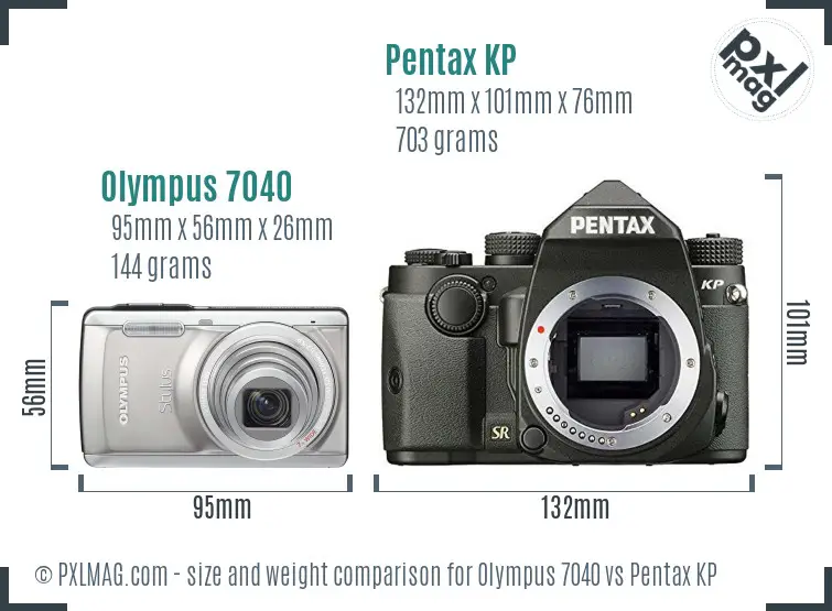 Olympus 7040 vs Pentax KP size comparison