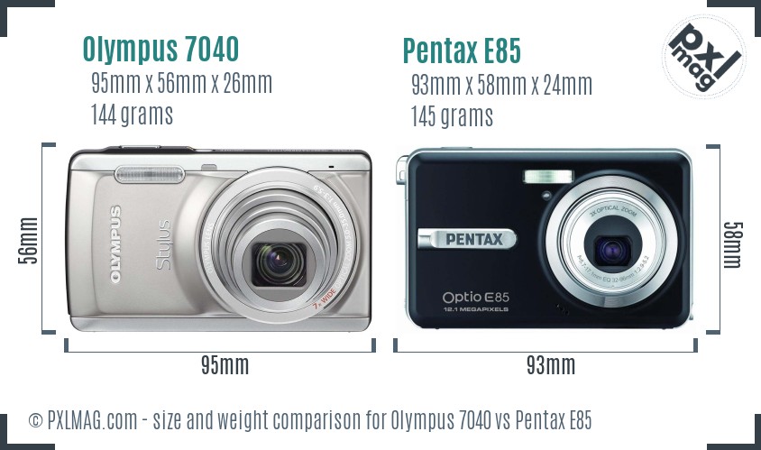 Olympus 7040 vs Pentax E85 size comparison