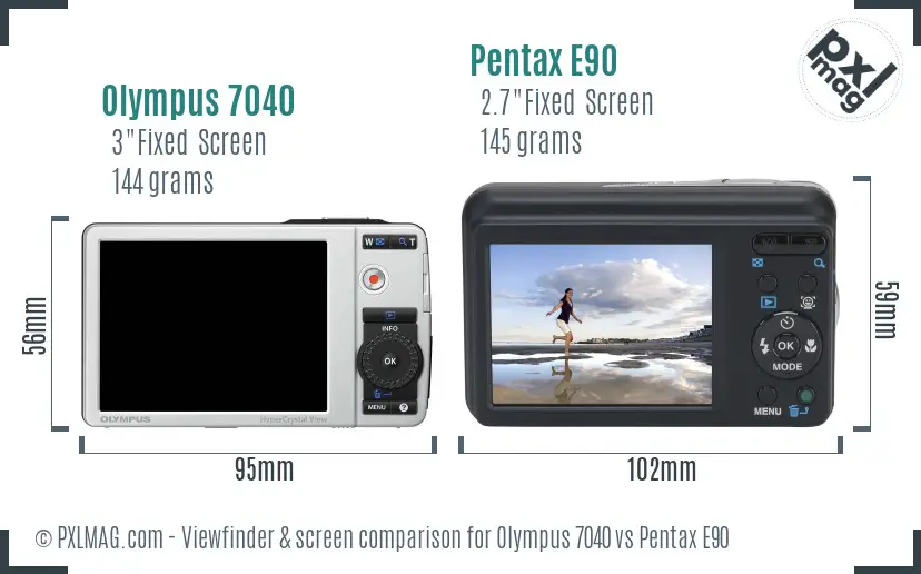 Olympus 7040 vs Pentax E90 Screen and Viewfinder comparison