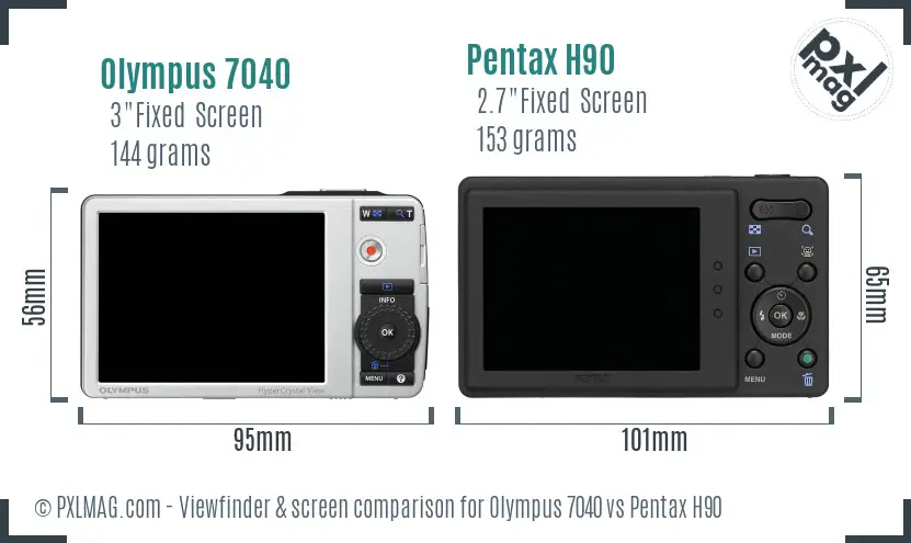 Olympus 7040 vs Pentax H90 Screen and Viewfinder comparison