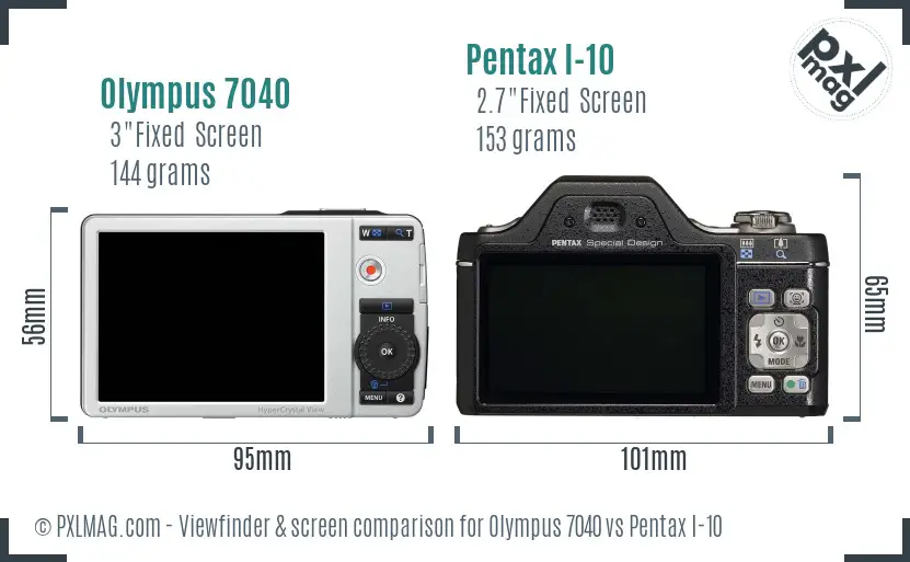 Olympus 7040 vs Pentax I-10 Screen and Viewfinder comparison