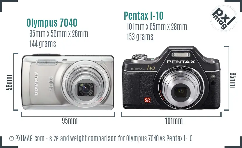 Olympus 7040 vs Pentax I-10 size comparison