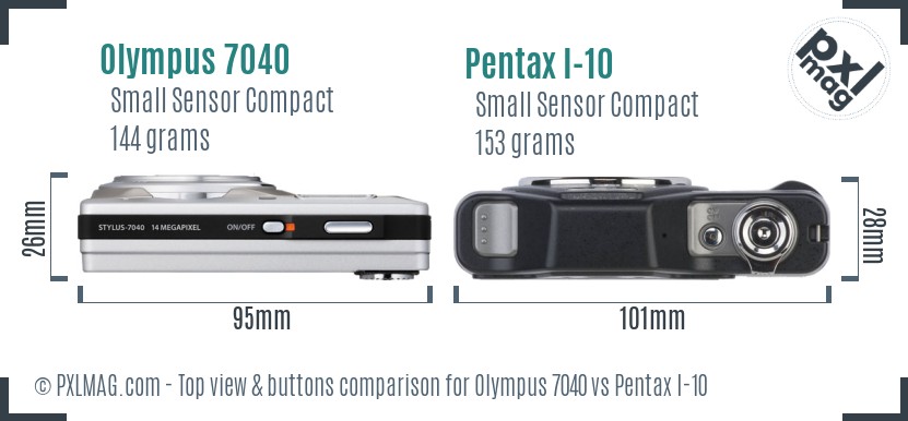 Olympus 7040 vs Pentax I-10 top view buttons comparison