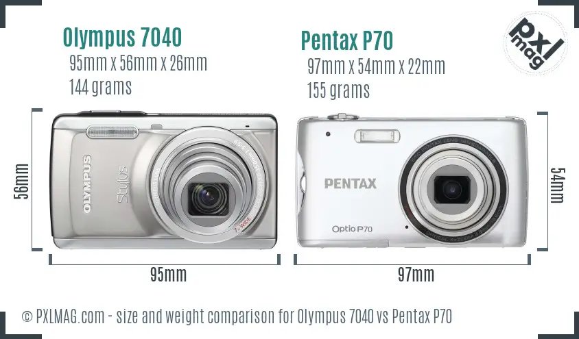 Olympus 7040 vs Pentax P70 size comparison