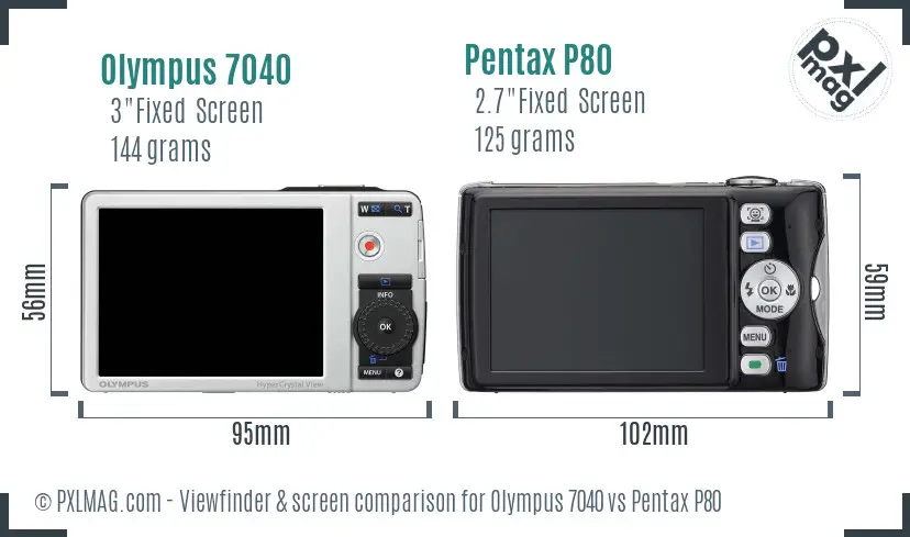 Olympus 7040 vs Pentax P80 Screen and Viewfinder comparison