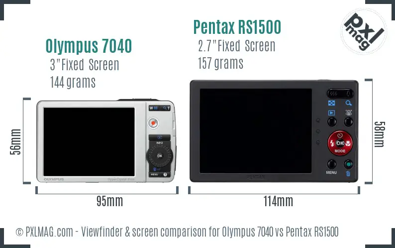 Olympus 7040 vs Pentax RS1500 Screen and Viewfinder comparison