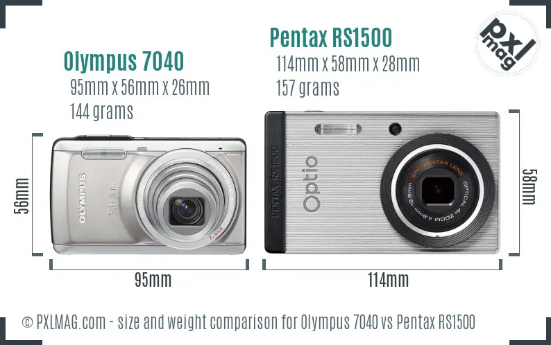 Olympus 7040 vs Pentax RS1500 size comparison