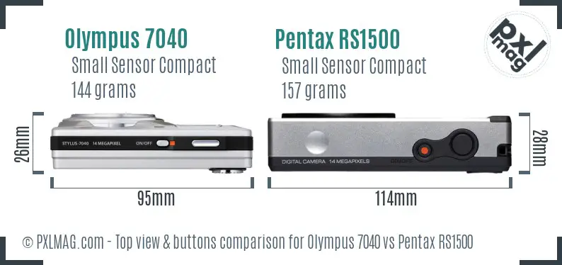 Olympus 7040 vs Pentax RS1500 top view buttons comparison