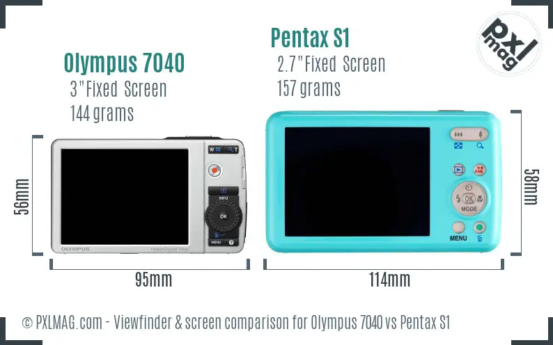 Olympus 7040 vs Pentax S1 Screen and Viewfinder comparison