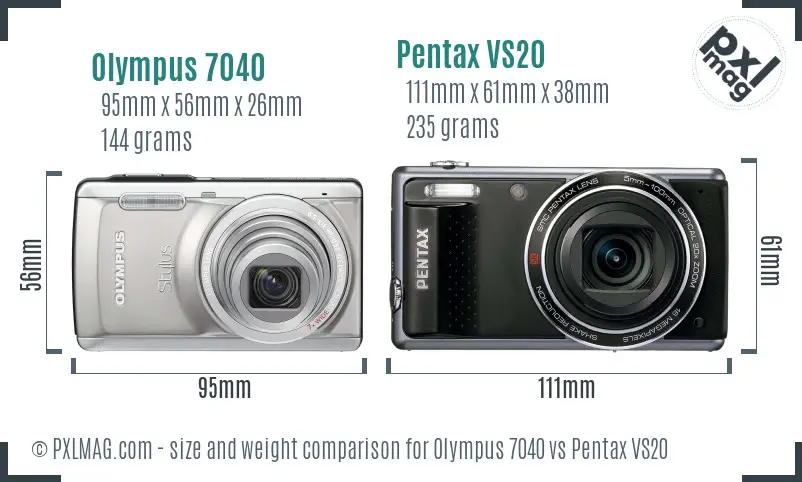 Olympus 7040 vs Pentax VS20 size comparison