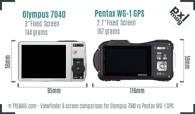 Olympus 7040 vs Pentax WG-1 GPS Screen and Viewfinder comparison