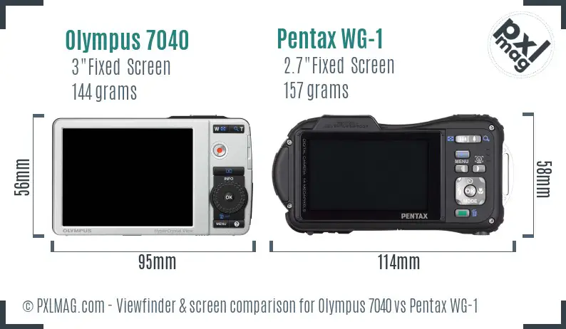 Olympus 7040 vs Pentax WG-1 Screen and Viewfinder comparison