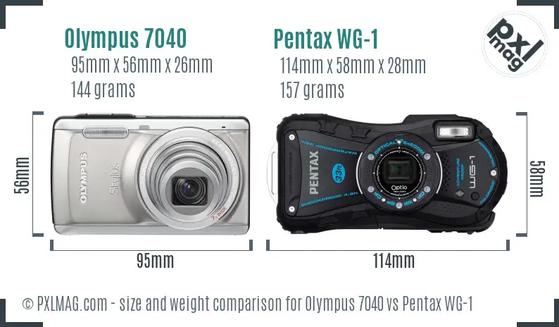 Olympus 7040 vs Pentax WG-1 size comparison