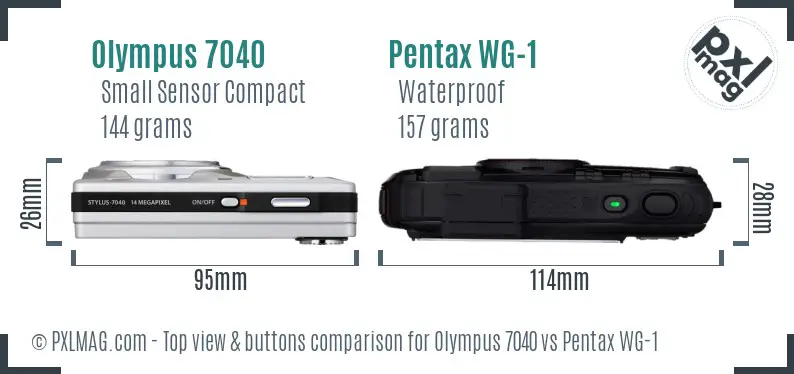 Olympus 7040 vs Pentax WG-1 top view buttons comparison