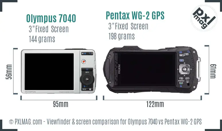 Olympus 7040 vs Pentax WG-2 GPS Screen and Viewfinder comparison