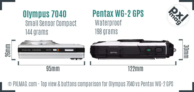 Olympus 7040 vs Pentax WG-2 GPS top view buttons comparison
